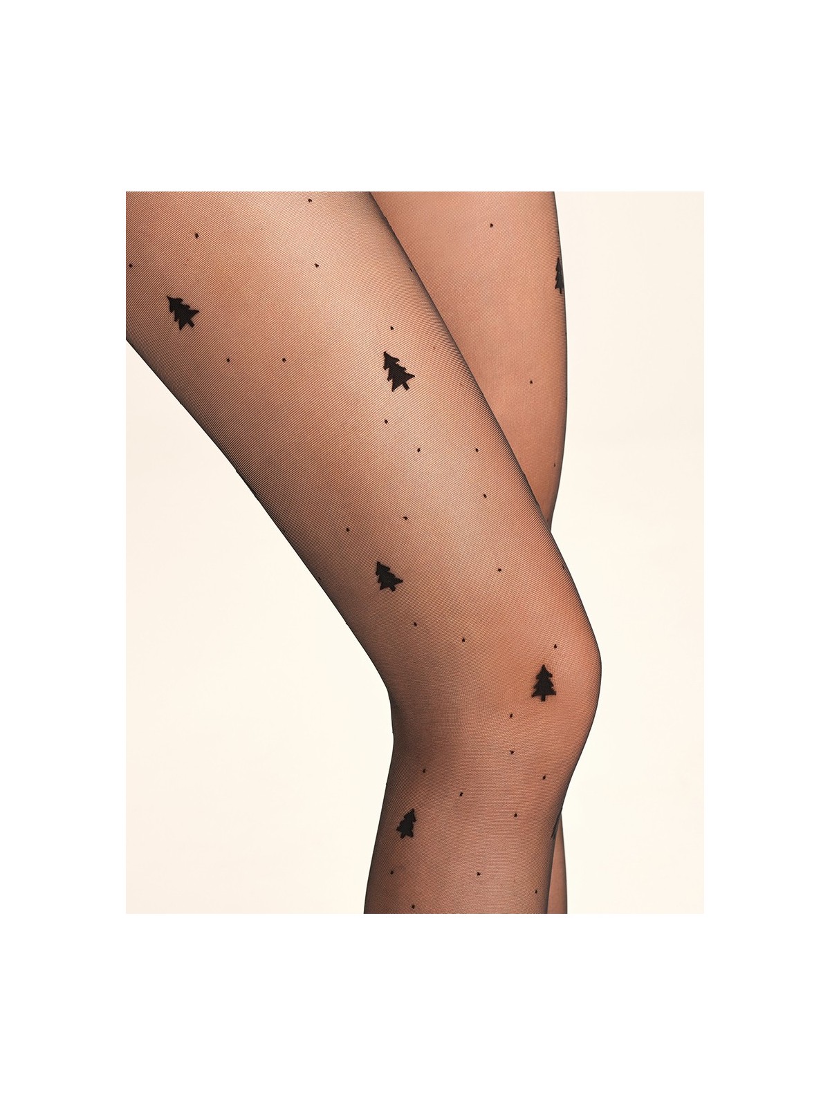 Grossiste Collant fantaisie De Noël, motifs sapin et points noirs