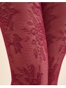 Grossiste Collant Semi Opaque Avec Motif Floral Noir, Rouge Grossiste Collant Semi Opaque Avec Motif Floral Noir, Rouge