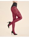 Grossiste Collant Semi Opaque Avec Motif Floral Noir, Rouge Grossiste Collant Semi Opaque Avec Motif Floral Noir, Rouge