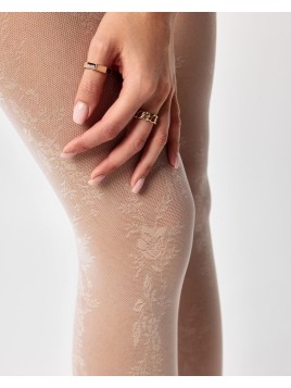 Grossiste Collant Motifs Fleurs Doris Noir, Blanc, Bleu