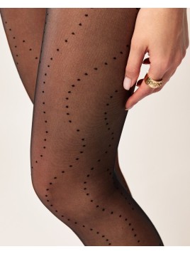 Grossiste Collant Fantaisie Avec Lignes De Pois Noir ou Beige