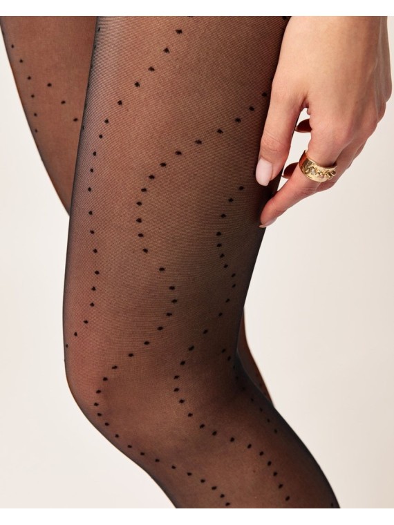 Grossiste Collant Fantaisie Avec Lignes De Pois Noir ou Beige