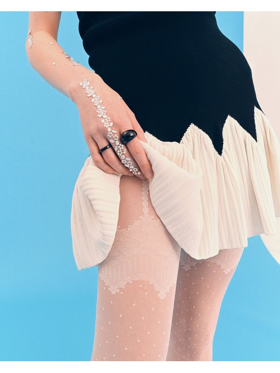 Grossiste Collant Retro Motifs Porte-Jarretelles à Pois Noir Ou Blanc