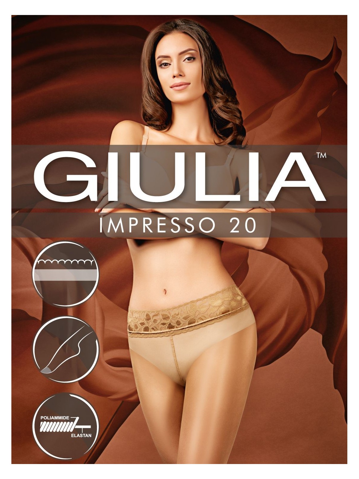 Grossiste Collant Impresso 20 Par Giulia Avec Ceinture Dentelle