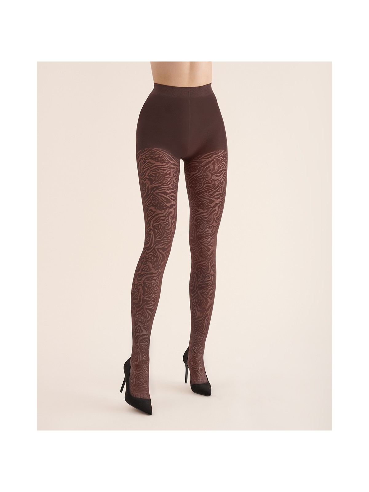 Grossiste Collant Fantaisie Avec Motifs Safari Noir, Marron, Blanc